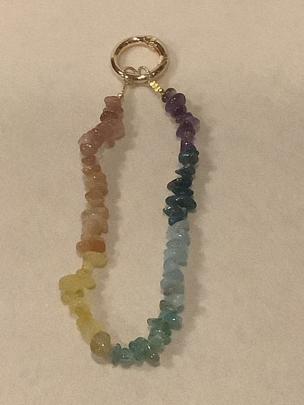 Multicolor Chip Stone Bracelet with Gold-Tone Accent